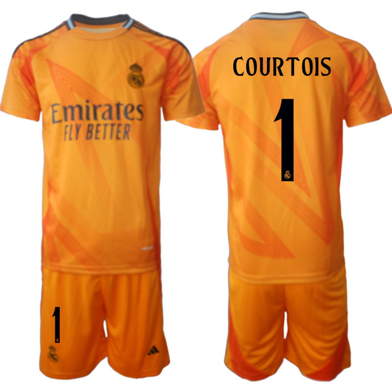 Men 2024-2025 Club Real Madrid away orange #1 Soccer Jersey->real madrid jersey->Soccer Club Jersey